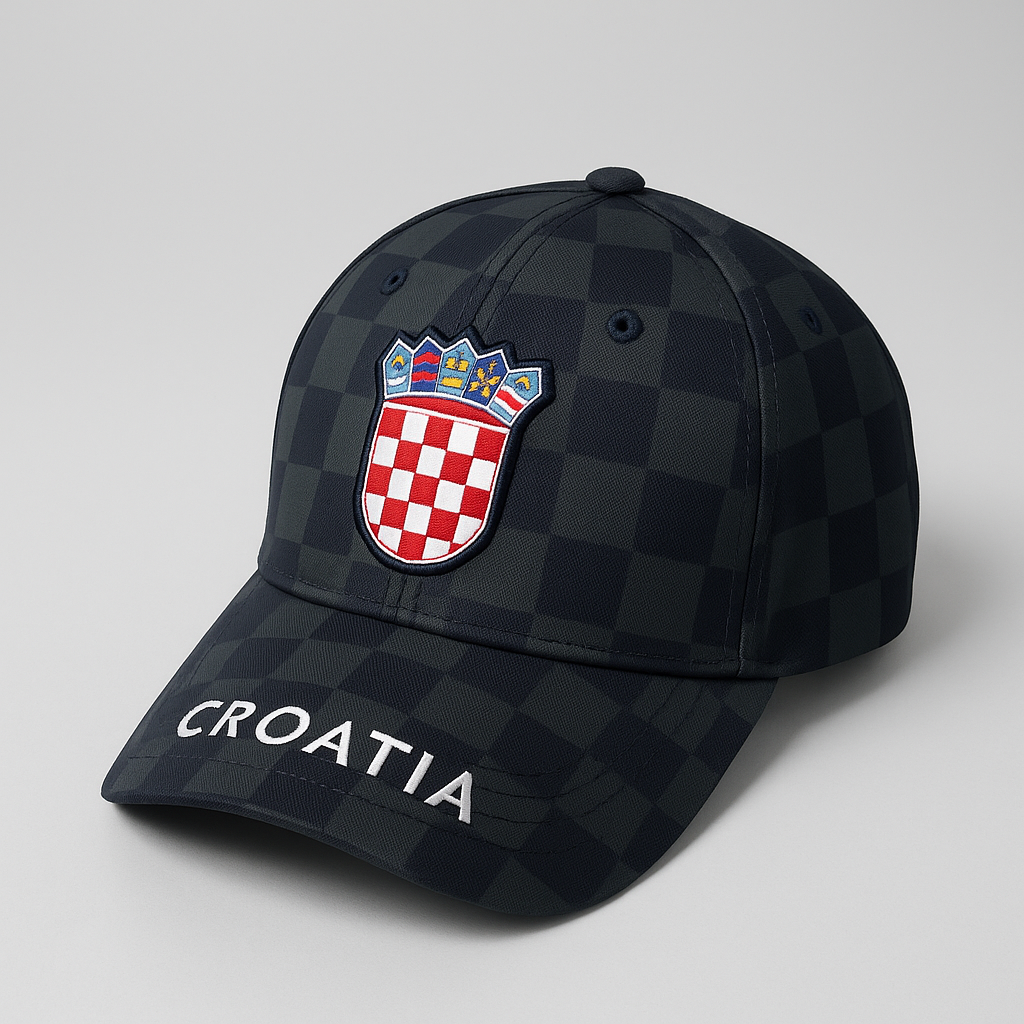 Kapa CROATIA - tamnoplava šahovnica s grbom
